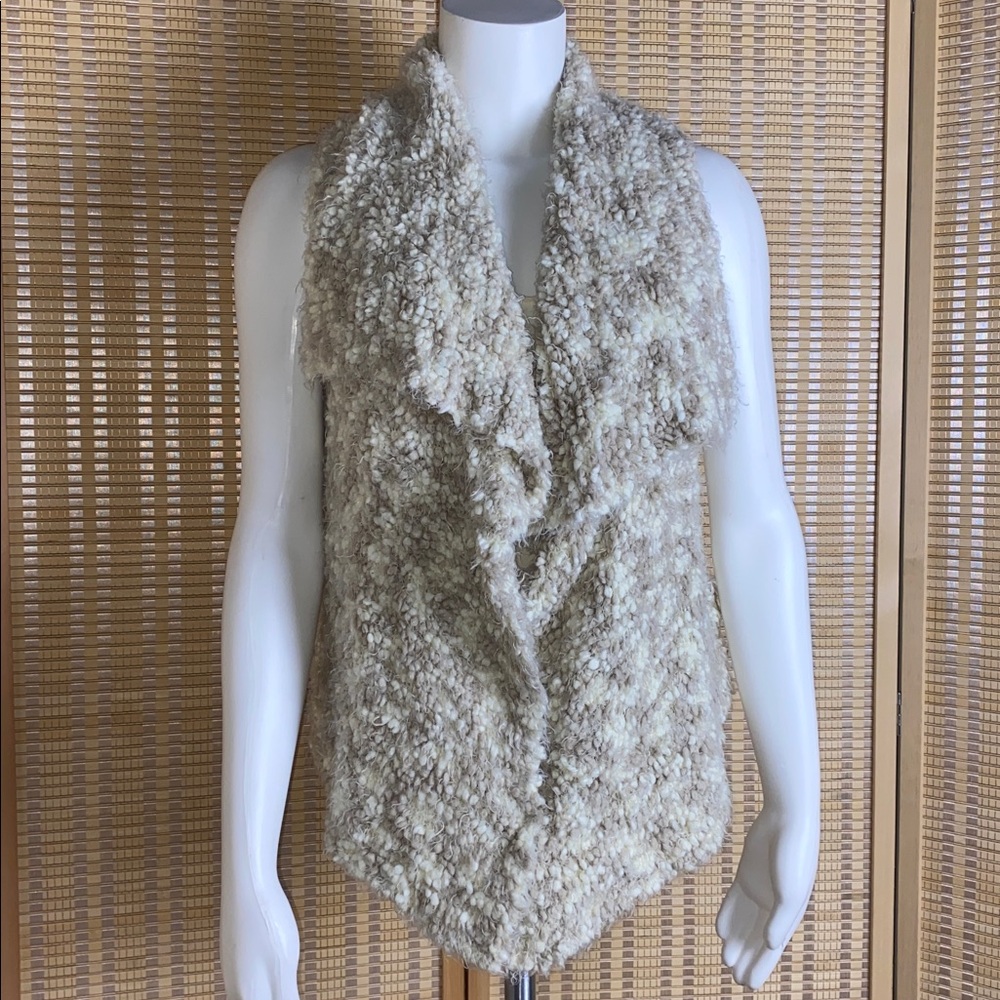 Kensie Open Front Draped Women's Sherpa Soft Sweater Vest Size XS